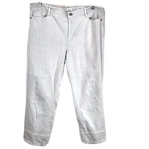 J Jill Denim Size 16 Cropped Jeans Authentic Fit Vintage Faded Beige Fringe Hem